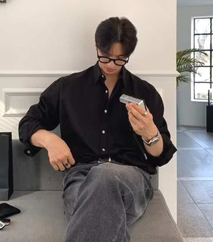 Men’s Long Sleeve Shirt - Relaxed Fit - Breathable Blend - Casual Button Down
