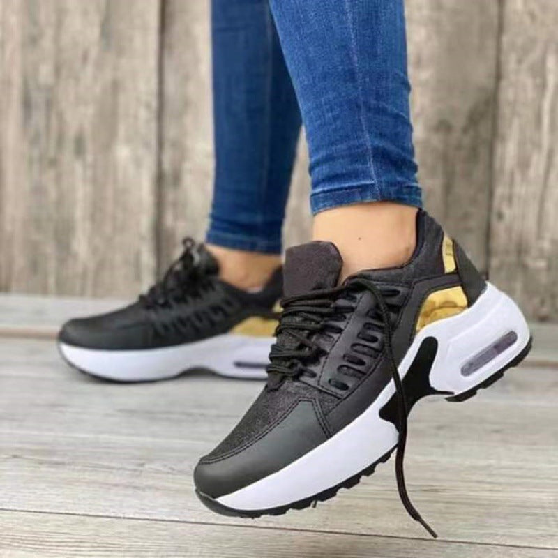 Women’s Athletic Sneakers – Breathable Mesh – Platform Sole – Lace-Up Supportive Fit