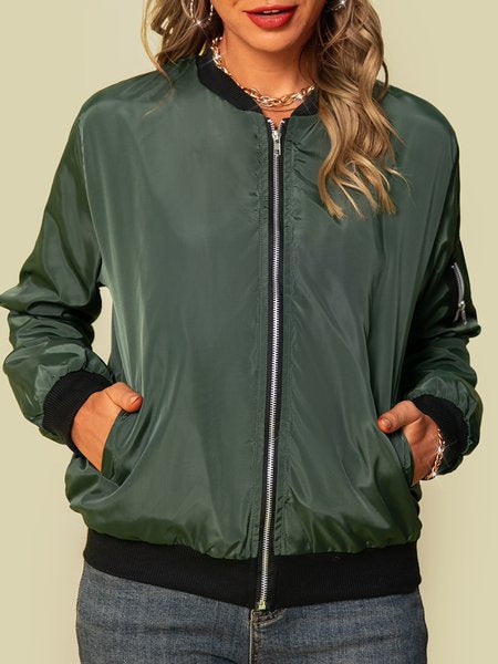 Women’s Bomber Jacket – Relaxed Fit – Lightweight Breathable Blend – Ribbed Trim – Zip Closure