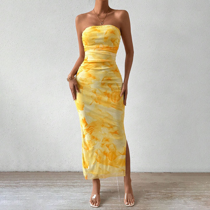 Women's Maxi Dress – Strapless Slim Fit – Side Slit – Lightweight Elegant Design