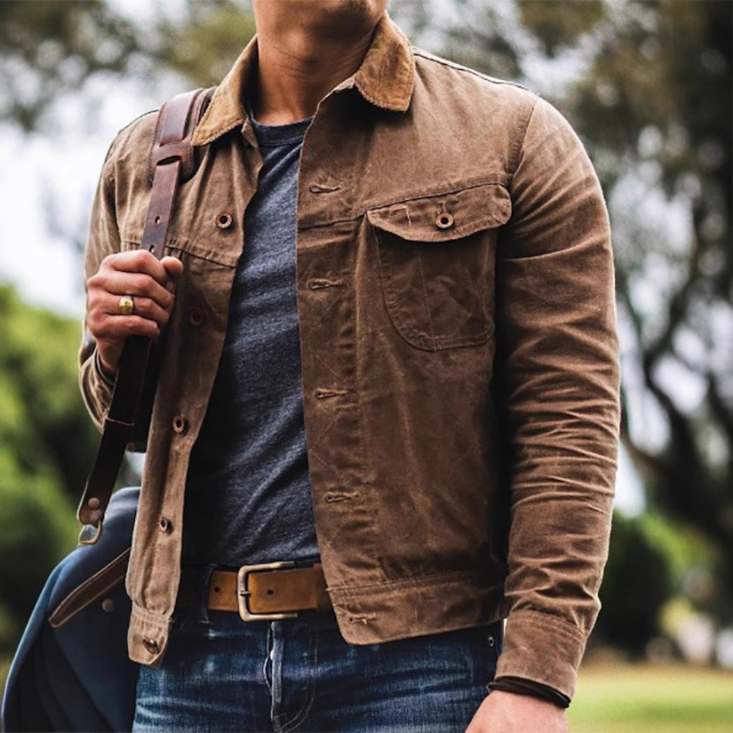 Men’s Jacket – Cotton Blend – Tailored Fit – Shirt Collar – Button Front Casual Style