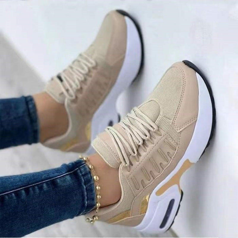 Women’s Athletic Sneakers – Breathable Mesh – Platform Sole – Lace-Up Supportive Fit