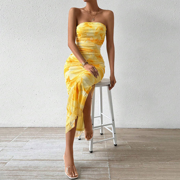 Women's Maxi Dress – Strapless Slim Fit – Side Slit – Lightweight Elegant Design