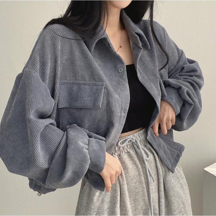 Women’s Shirt Jacket – Corduroy – Oversized Fit – Button Down – Long Sleeve Casual Layer