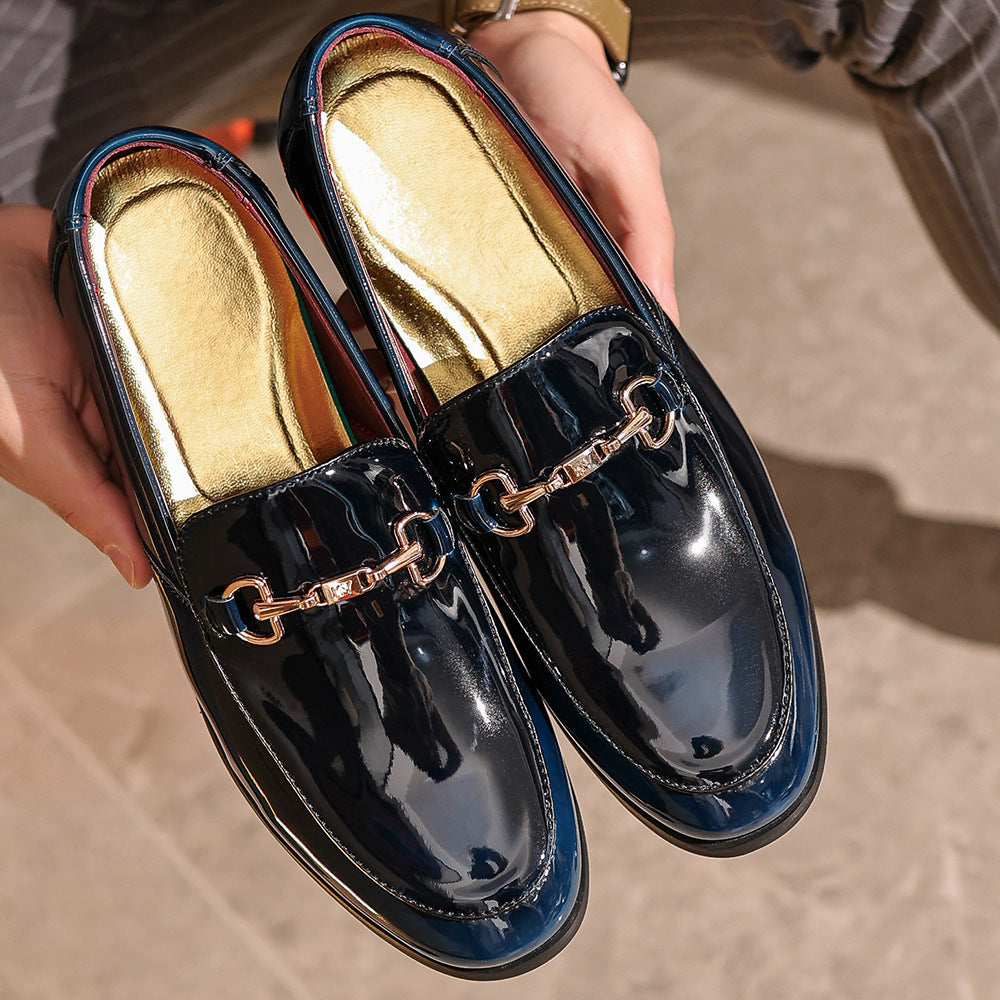 Men’s Dress Loafers – Patent Leather – Slip-On – Metal Bit Accent – Formal Footwear