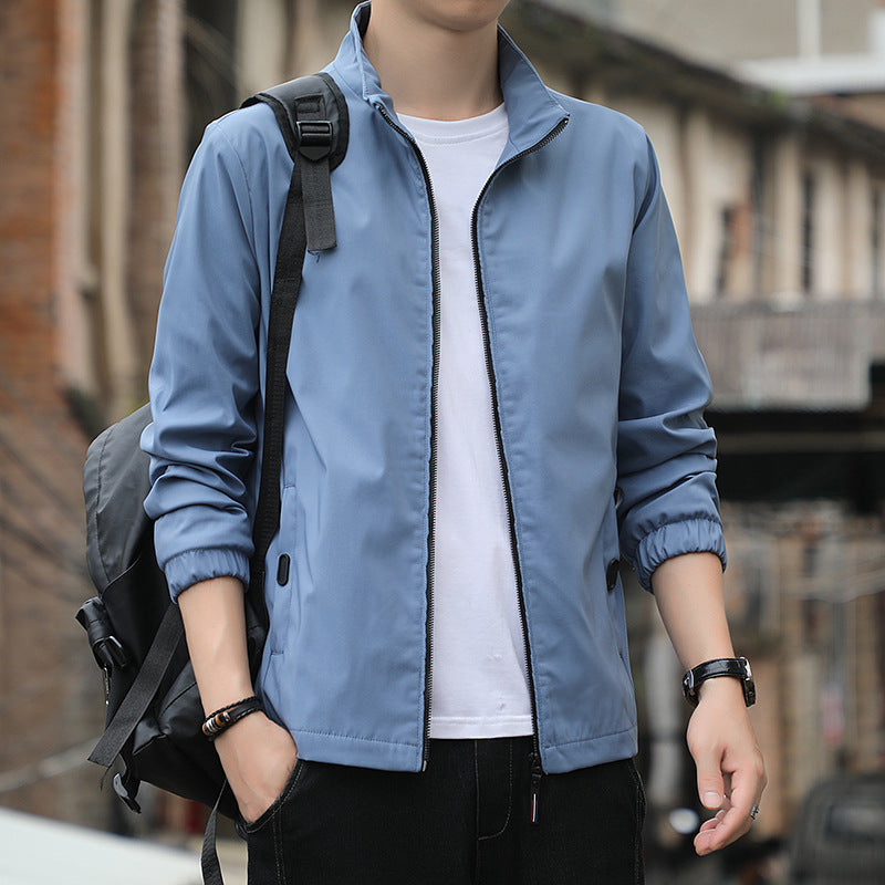 Men’s Casual Jacket - Slim Fit - Stand Collar - Zip Front - Elastic Cuffs - Lightweight