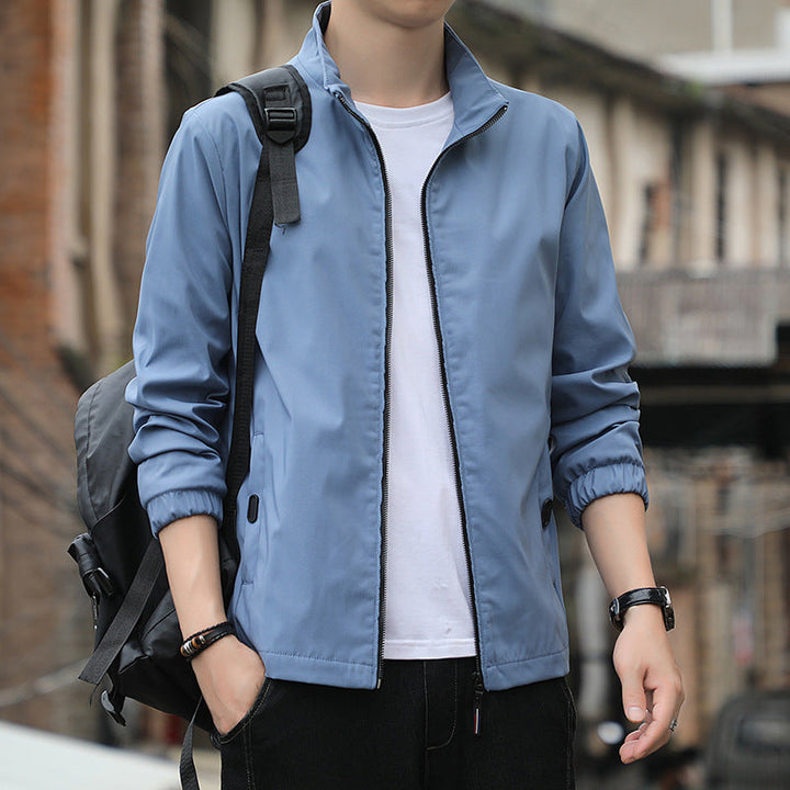 Men’s Casual Jacket - Slim Fit - Stand Collar - Zip Front - Elastic Cuffs - Lightweight