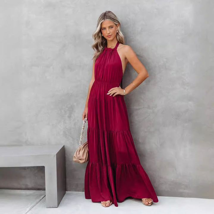 Women’s Maxi Dress – Halter Neck – Tiered Skirt – Flowy Lightweight Fabric