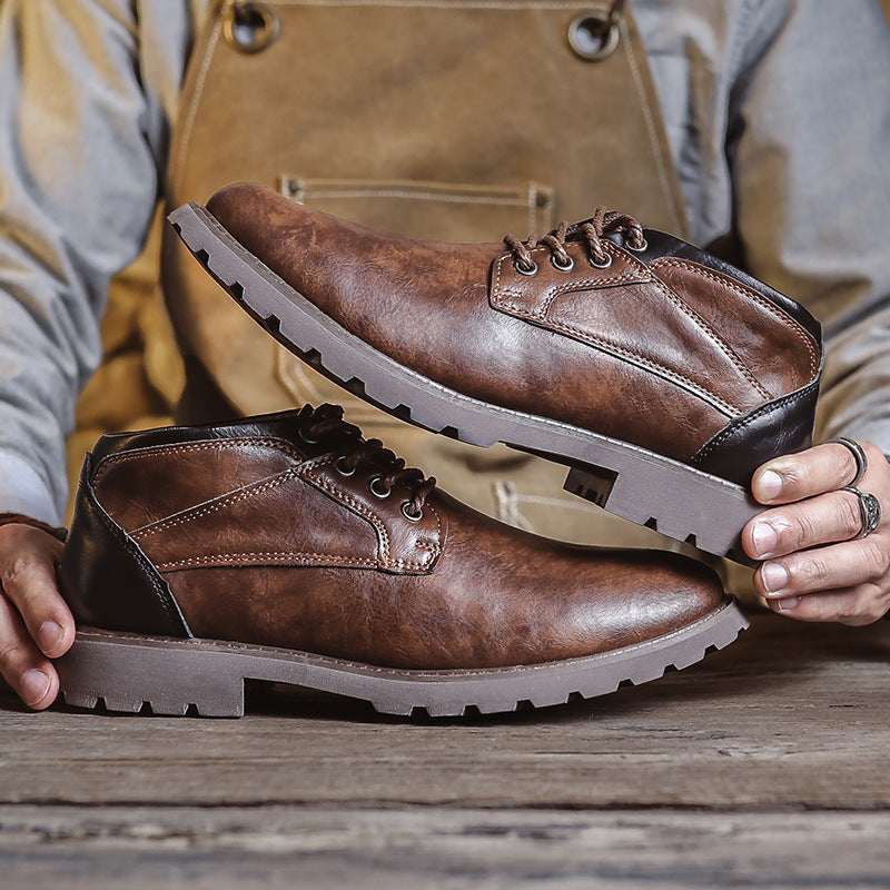 Men’s High-Top Leather Boots – Rugged Sole – Ankle Support – Lace-Up Durable Fit