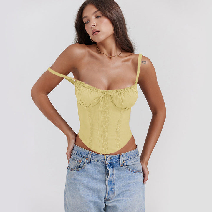 Women’s Corset Top – Fitted Waist – Lace Detail – Adjustable Straps – Stretch Fabric