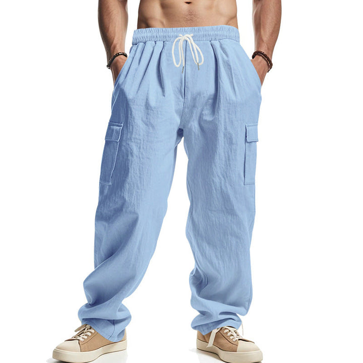 Men’s Cargo Pants - Relaxed Fit - Cotton Blend - Elastic Waistband - Multi-Pocket Casual Wear