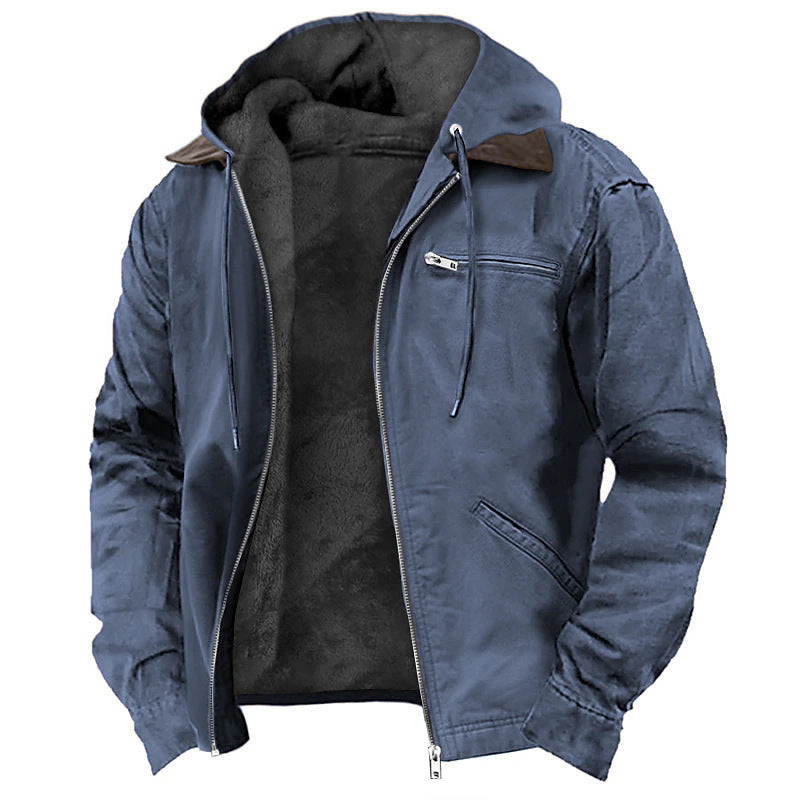Men’s Hooded Jacket – Fleece Lined – Relaxed Fit – Zipper Front – Casual Outerwear