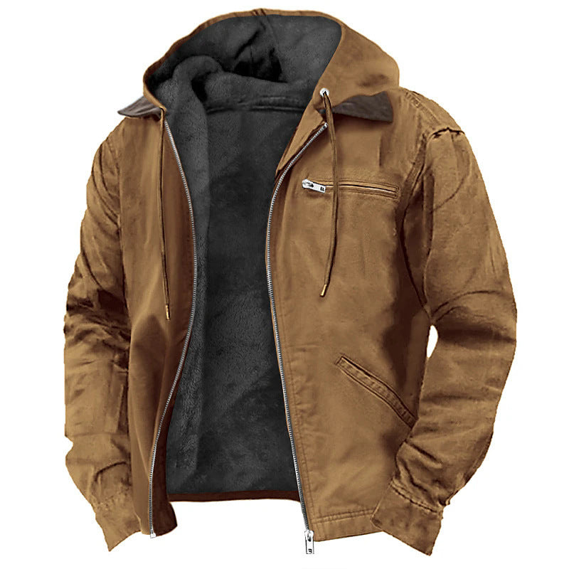 Men’s Hooded Jacket – Fleece Lined – Relaxed Fit – Zipper Front – Casual Outerwear