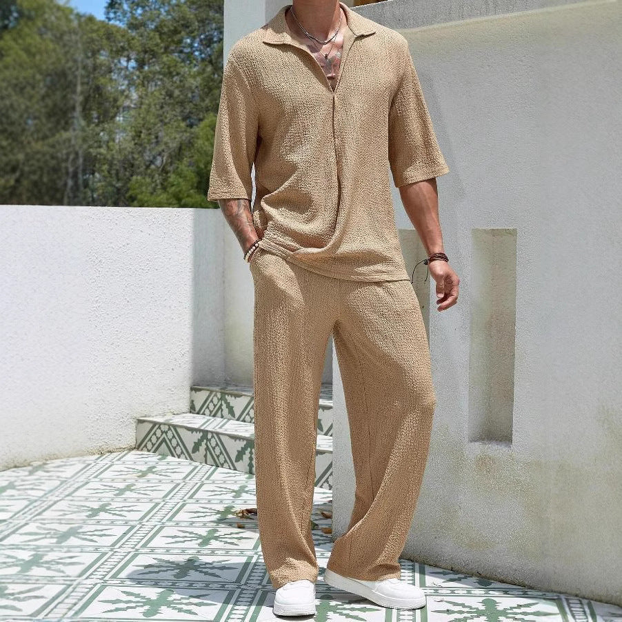 Men’s Comfy Lounge Set – Soft Knit – Relaxed Fit – Long Sleeve Top & Pants