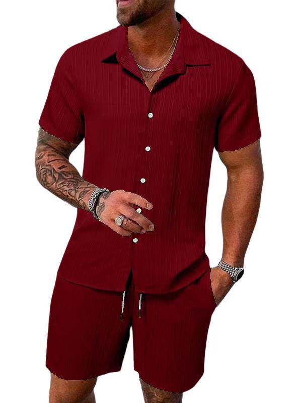Men’s Shirt Set – Relaxed Fit – Cotton Blend – Short Sleeve – Button Down Casual Wear
