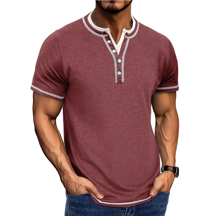 Men’s Henley Shirt – Cotton – Relaxed Fit – Short Sleeve – Button Placket Trim