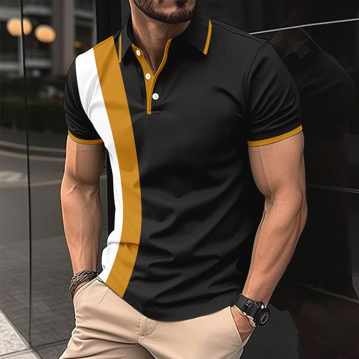 Men's Polo Shirt - Slim Fit - Cotton Blend - Short Sleeve - Contrast Trim Casual Wear