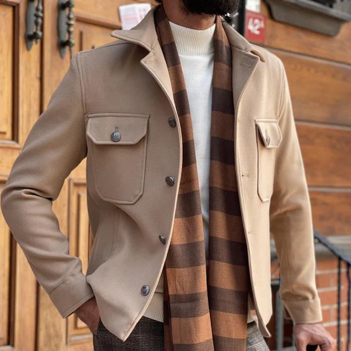 Men’s Tailored Jacket – Structured Fit – Notched Lapel – Button Closure – Chest Pockets