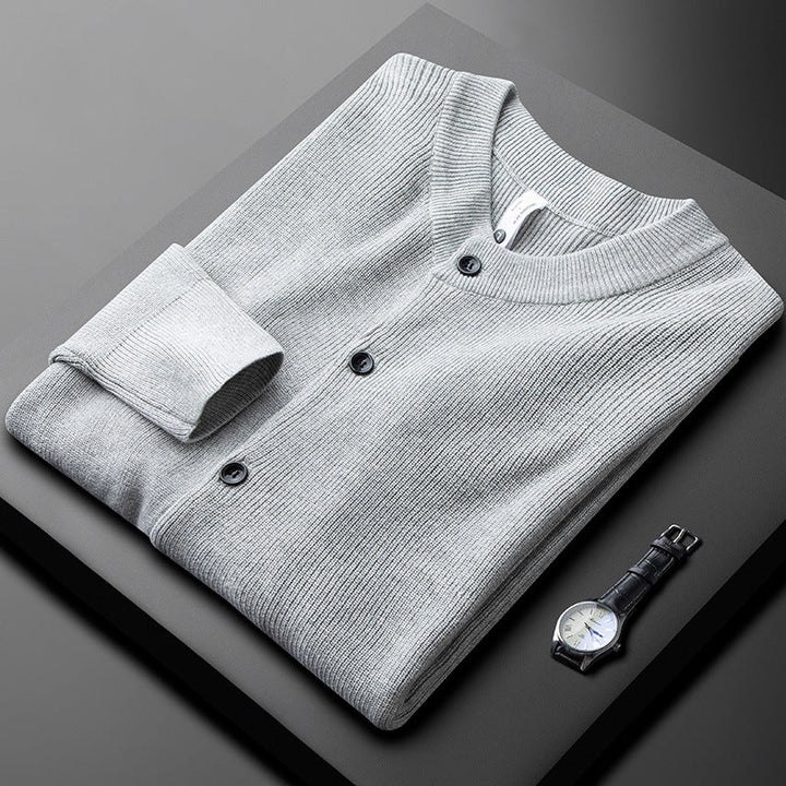 Men’s Cardigan - 100% Knit Cotton - Slim Fit - Button Front - Ribbed Hem & Cuffs