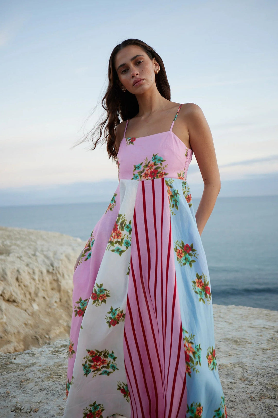 Women's Maxi Dress – A-Line Fit – Square Neckline – Spaghetti Straps – Lightweight Fabric