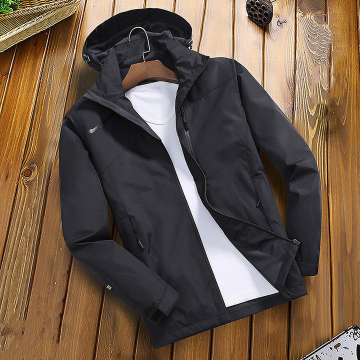 Men’s Rain Jacket – Regular Fit – Waterproof Hooded – Zip Front – Lightweight Outerwear