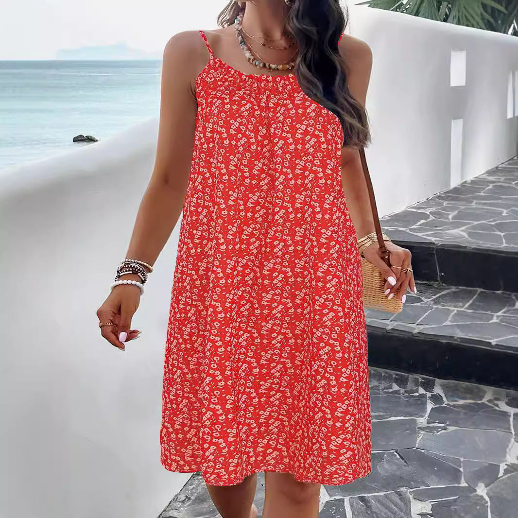 Women’s Swing Dress – Floral Print – Relaxed Fit – Knee Length – Breathable Fabric