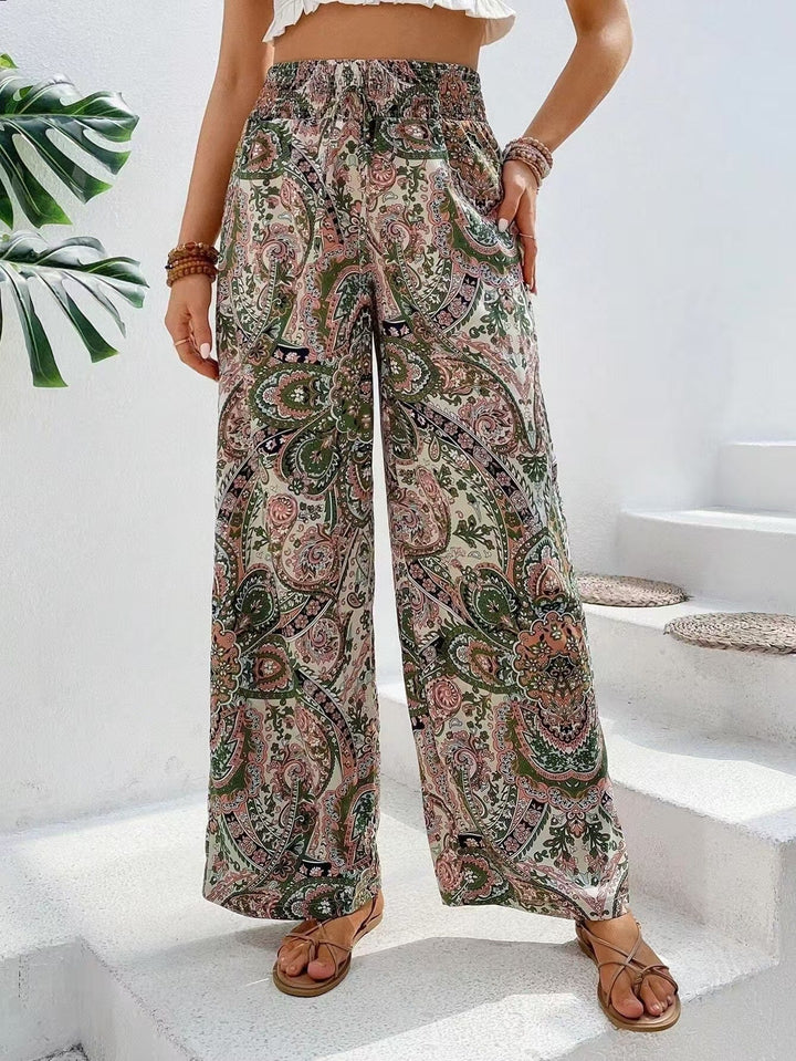 Women’s Wide-Leg Pants - Elastic Waist - Breathable Blend - Flowy Relaxed Fit