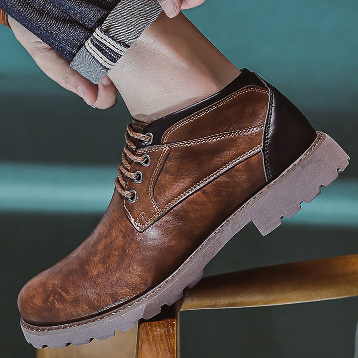 Men’s High-Top Leather Boots – Rugged Sole – Ankle Support – Lace-Up Durable Fit