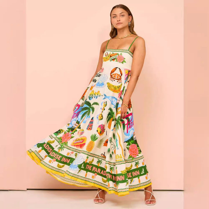 Women’s Maxi Dress - Smocked Bodice - Spaghetti Strap - Flowy Boho Silhouette