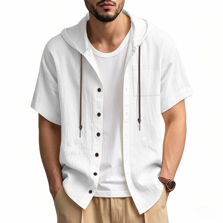 Men’s Hooded Shirt – Lightweight Breathable Fabric – Relaxed Fit – Short Sleeve Casual