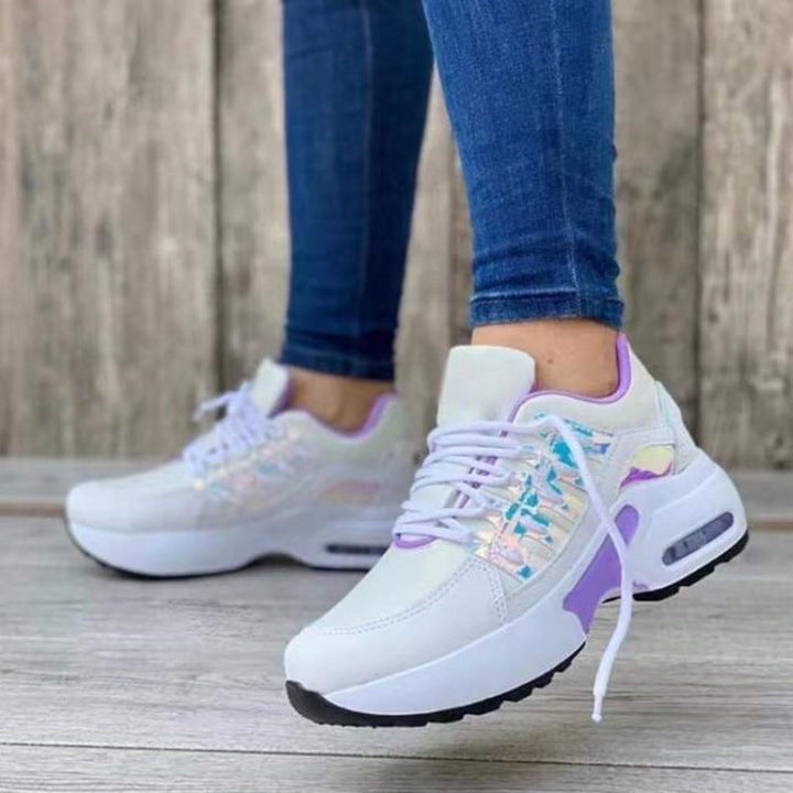 Women’s Athletic Sneakers – Breathable Mesh – Platform Sole – Lace-Up Supportive Fit