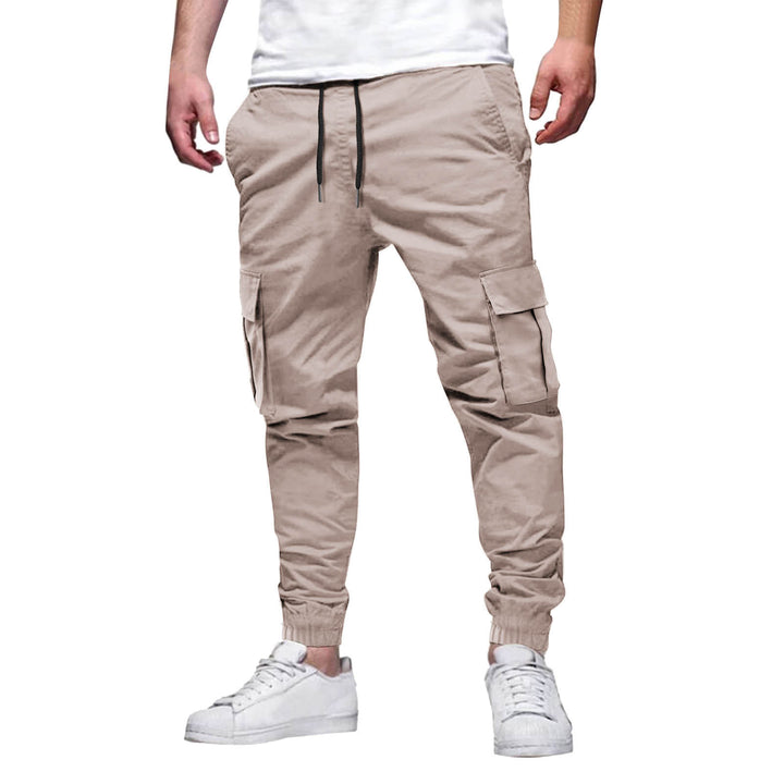 Men’s Cargo Jogger Pants – Slim Fit – Stretch Cotton – Elastic Waist & Ankle Cuffs
