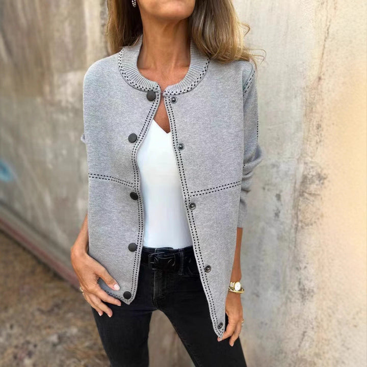 Women's Sweater Jacket - Soft Knit - Relaxed Fit - Button Front - Round Neck - Long Sleeve