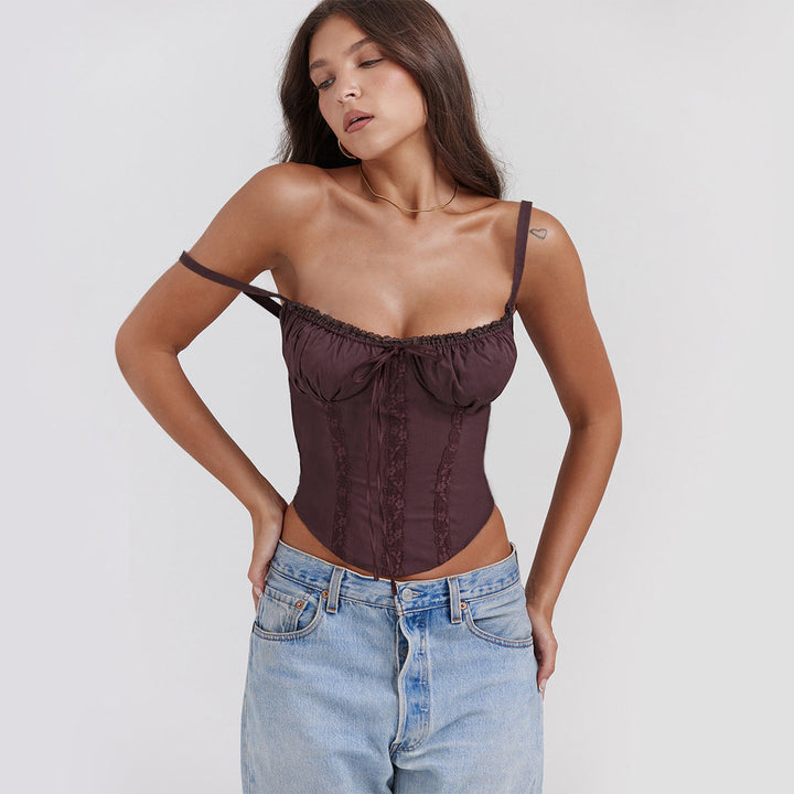 Women’s Corset Top – Fitted Waist – Lace Detail – Adjustable Straps – Stretch Fabric