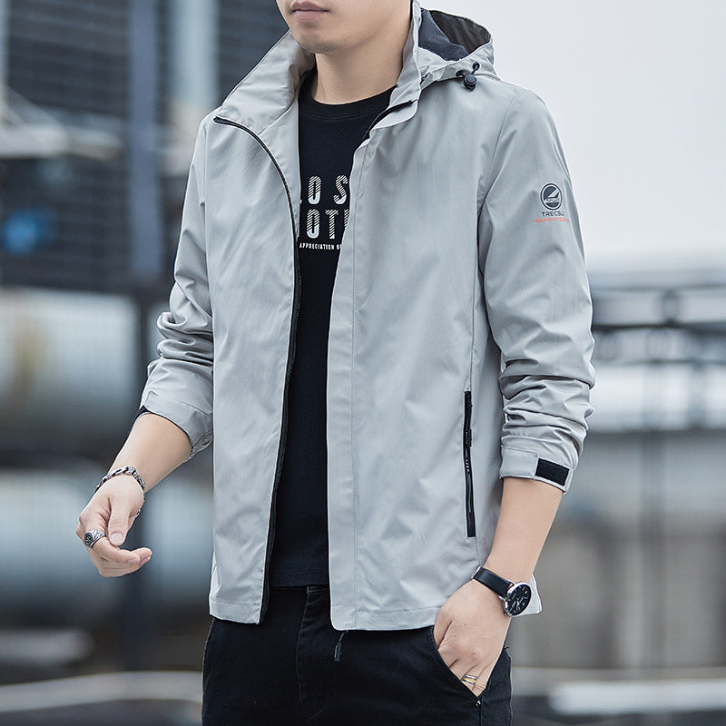 Men’s Windbreaker Jacket – Lightweight Fit – Detachable Hood – Adjustable Cuffs