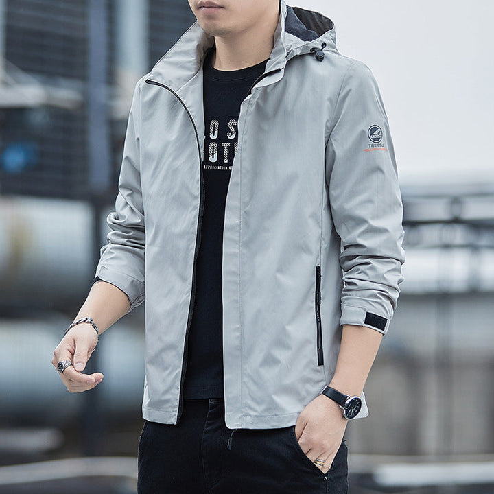 Men’s Windbreaker Jacket – Lightweight Fit – Detachable Hood – Adjustable Cuffs