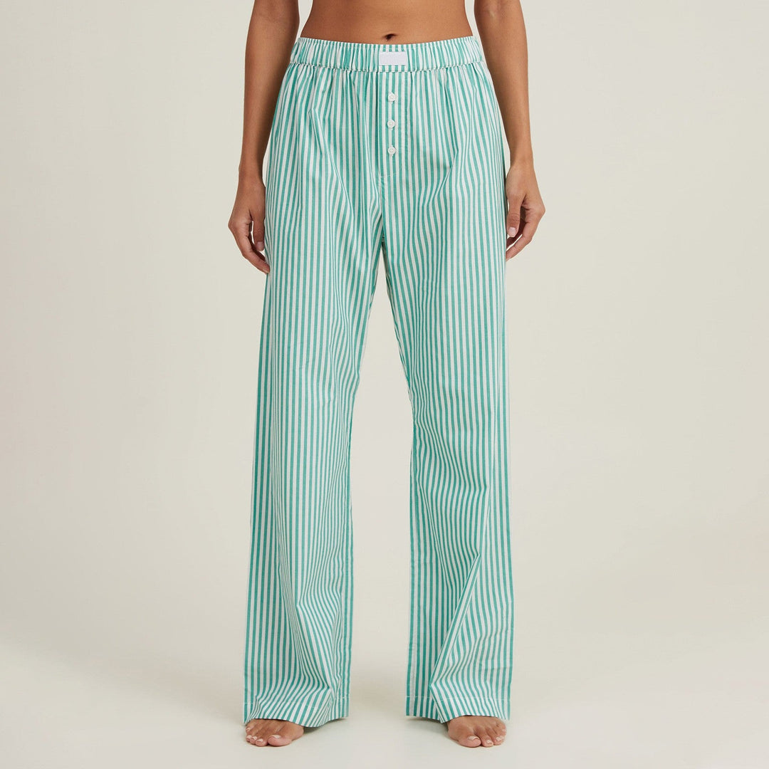 Women’s Lounge Pants - Cotton Blend - Relaxed Fit - Elastic Waist - Striped Casual Wear