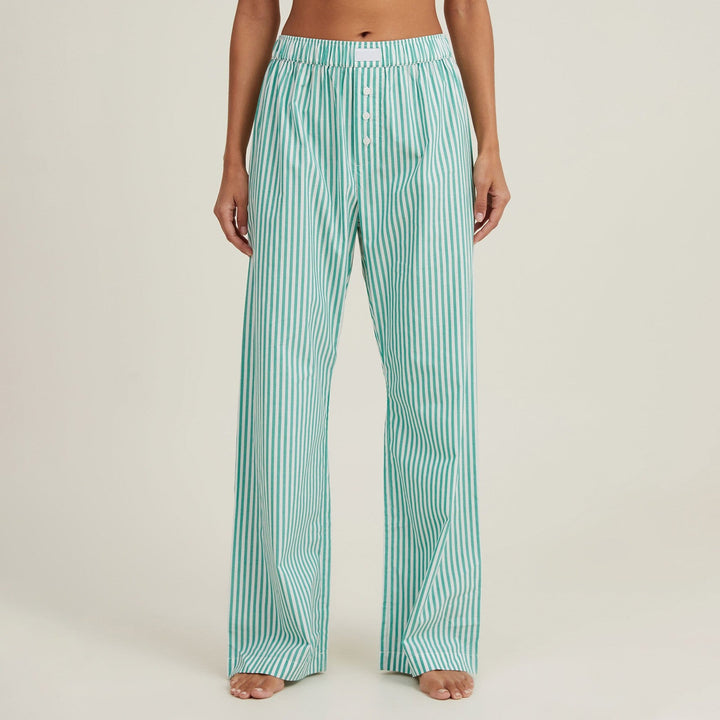 Women’s Lounge Pants - Cotton Blend - Relaxed Fit - Elastic Waist - Striped Casual Wear