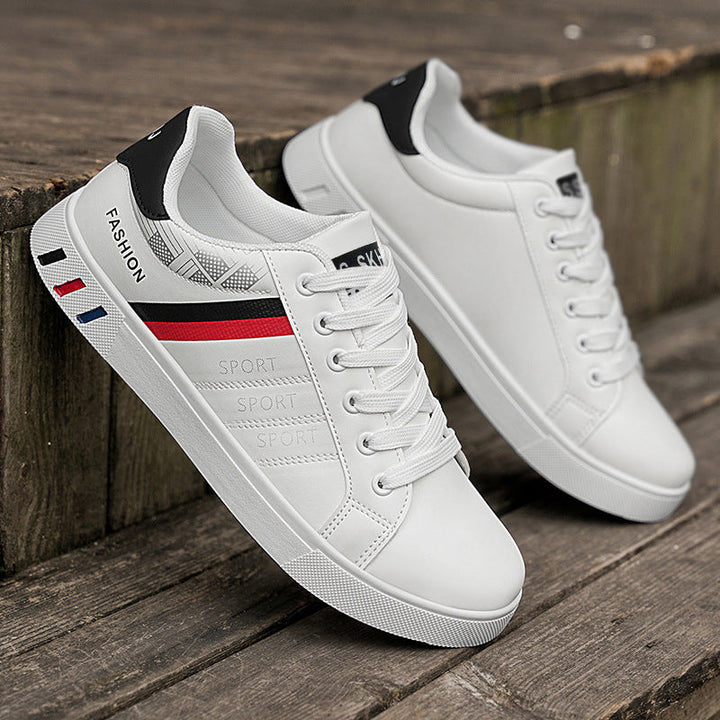 Men’s Casual Sneakers – Low Top – Wide Fit – Leather Look – Lace-Up Everyday Comfort