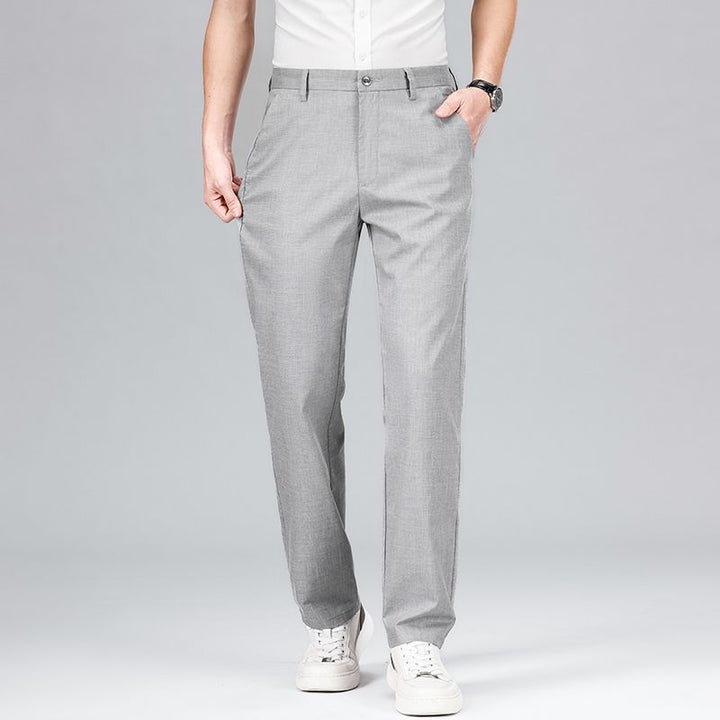 Men’s Straight-Leg Trousers – Breathable Blend – Relaxed Fit – Full Length – Casual Style