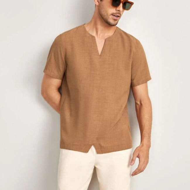 Men’s Oversized T-Shirt – Cotton Blend – V-Neck – Relaxed Fit – Short Sleeve Casual Wear