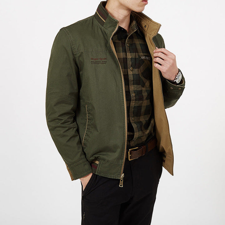 Men’s Reversible Jacket - Cotton Blend - Standard Fit - Zip Front Casual Outerwear