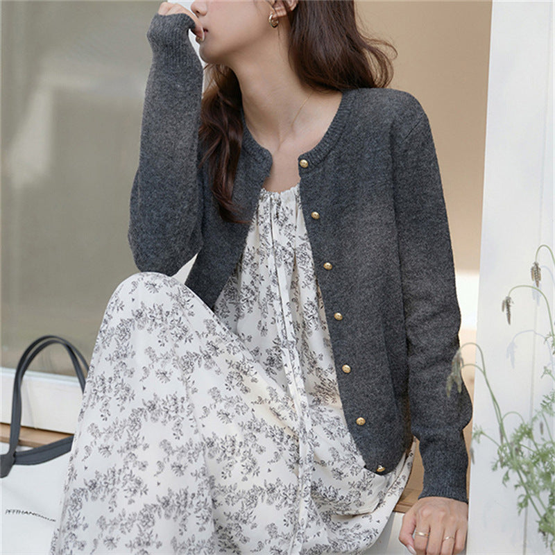 Women’s Cardigan Sweater – Soft Knit – Regular Fit – Crew Neck – Button Down – Eyelet Detail