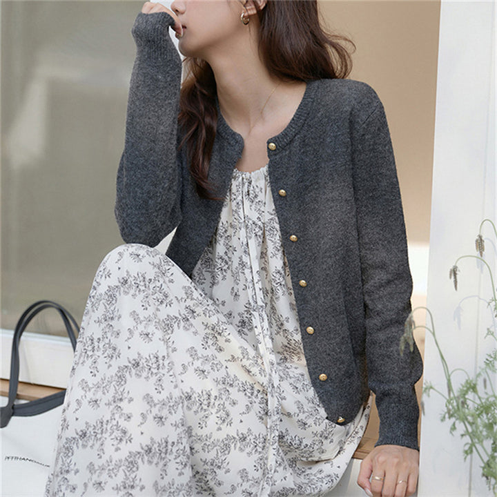Women’s Cardigan Sweater – Soft Knit – Regular Fit – Crew Neck – Button Down – Eyelet Detail