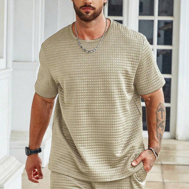Men’s T-Shirt – Relaxed Fit – Textured Fabric – Crew Neck Casual