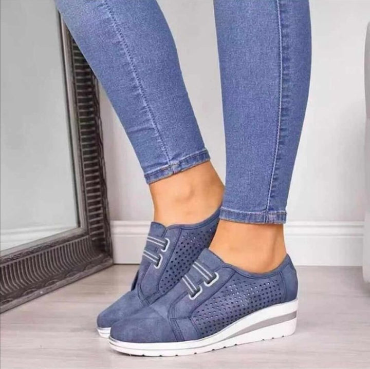 Women’s Wedge Sneakers – Slip-On Design – Breathable Upper – Elastic Vamp – Casual Comfort