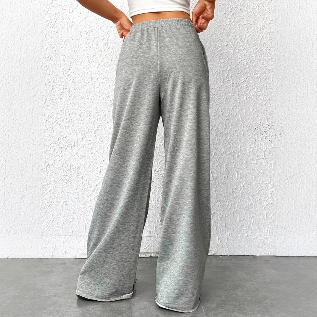 Women’s Wide-Leg Sweatpants – Cotton Blend – Elastic Waist – Relaxed Casual Fit