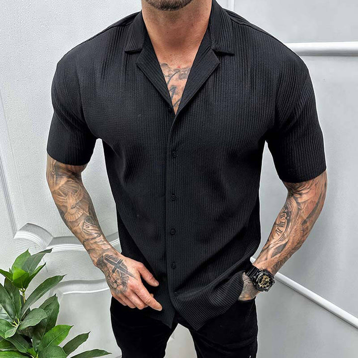Men’s Short Sleeve Shirt - Regular Fit - Breathable Blend - Button Down Casual Style