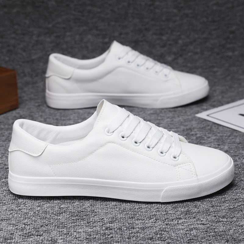 Men’s Low-Top Sneakers - Leather Finish - Lace-Up - Rubber Sole - Casual Fit