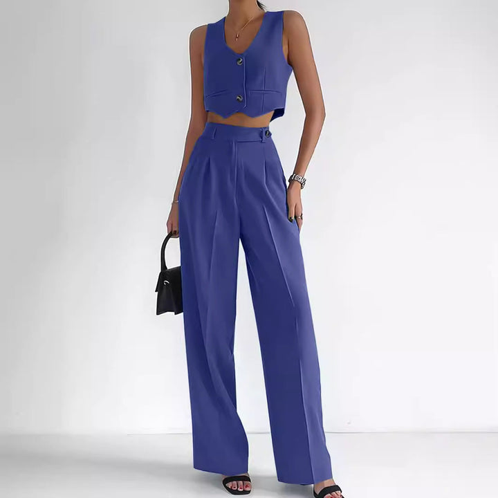 Women’s Cropped Vest – Tailored Fit – V-Neck – Button Front – Structured Slim Silhouette